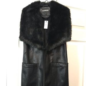 Express Faux Fur Collared Vest